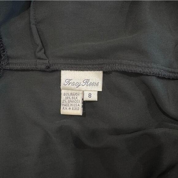 Tracy Reese Vintage Y2K Velvet Black Dress Floral Embellishment Sash Size 8 - Picture 6 of 8